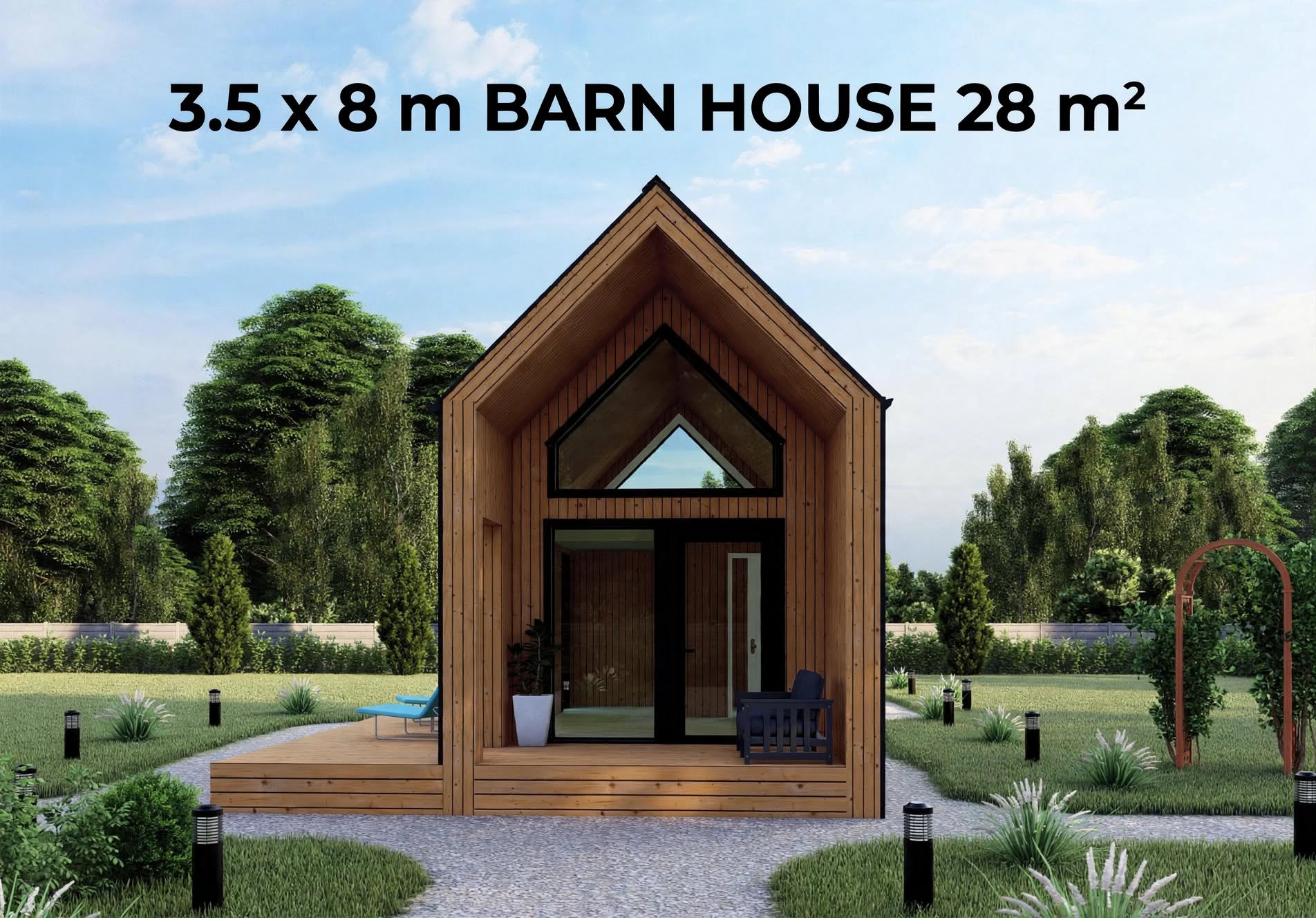 28.00 м2 +15.76 м2 Дървена Сглобяема Къща Barn House