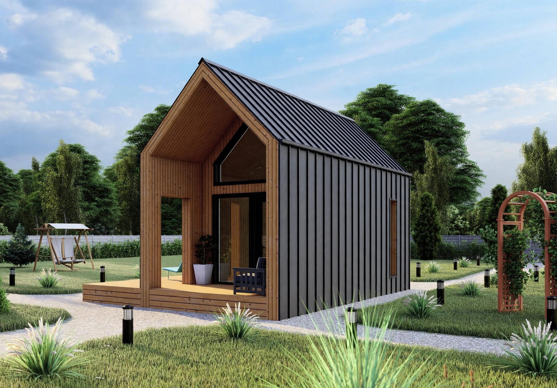 28.00 м2 +15.76 м2 Дървена Сглобяема Къща Barn House - Image 7