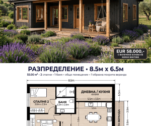 Модел "КИМИ 55" - Модерна дървена къща 55 м²