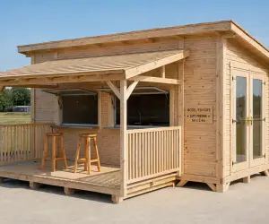R20-CAFE - Дървен търговски павилион 6.0 x 2.4м - БАЗОВ